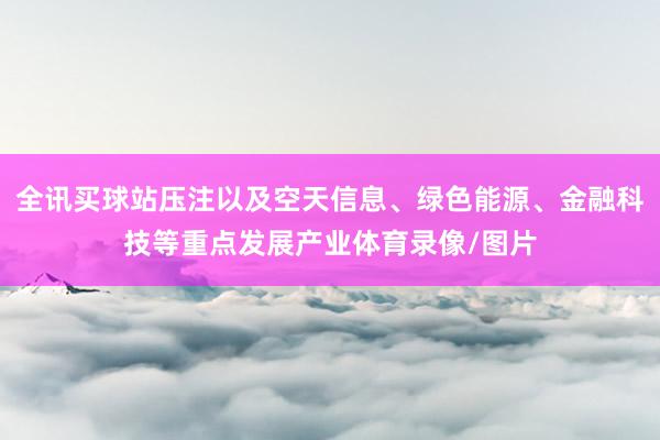 全讯买球站压注以及空天信息、绿色能源、金融科技等重点发展产业体育录像/图片