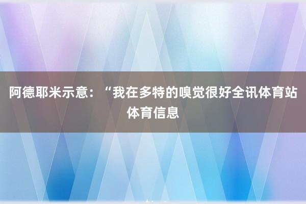 阿德耶米示意：“我在多特的嗅觉很好全讯体育站体育信息